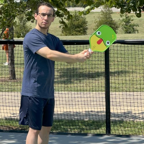 Funny Pickleball Paddles | USAPA Approved Paddle | T700 Carbon Fiber Surface | Propropylene Honeycomb Core | Non-Slip Cushion Grip | Single Paddle | High Grit & Spin | Fun Design - color: Frog