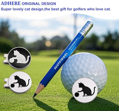 Adhere Golf Ball Markers Personlized Double Side Cute cat Logo Enamel with A Magnetic Hat Clips,A Premium Golf Gifts. - color: B-Black+White