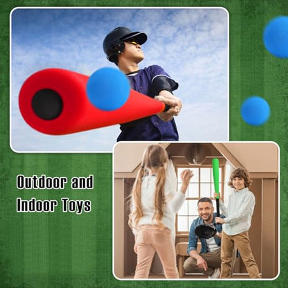 Wettarn 4 Pcs 24 Inch Foam Baseball Bat Foam Bat with Safe Soft Baseballs T Ball Set for Outdoor Indoor Sport Game Beginners Practice Playing Training(Red, Blue, Green) - size: 24 Inch