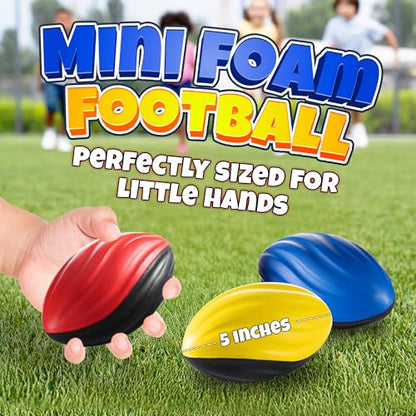 Bedwina 5" Mini Foam Football - Small Toy Footballs for Indoor and Outdoor Play, Spiral Foam Sports Birthday Football Party Favors for Kids - style: 3-Pcs