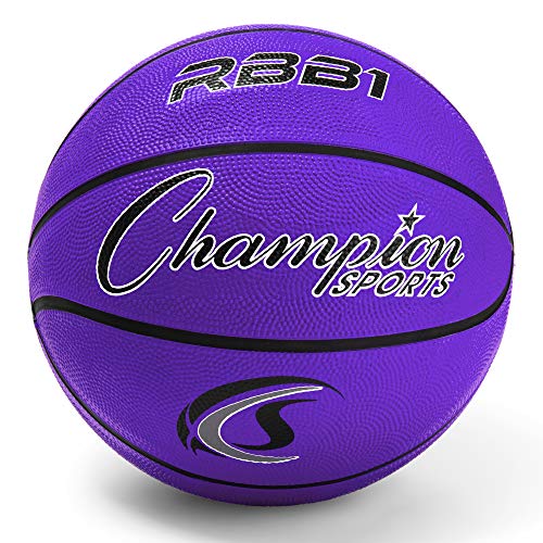 Champion Sports Rubber Basketballs – Durable Indoor & Outdoor Training & Recreational Game Balls, Multiple Sizes & Colors - color: Purple, style: Official (Size 7 - 29.5")