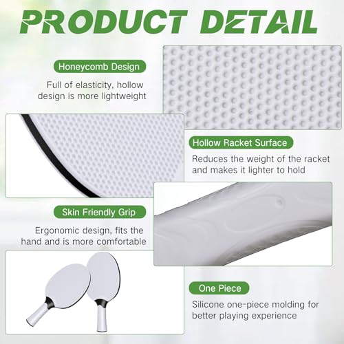 Junkin 12 Pcs Table Tennis Paddle Set Professional Rackets Set Portable Composite Rubber Table Tennis Racquets with 12 Balls for Indoor Outdoor