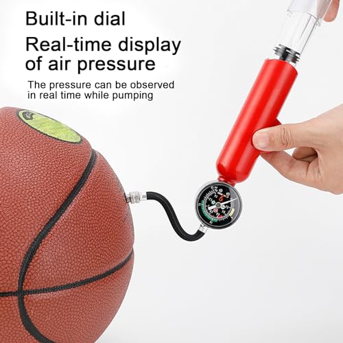 YOXIER Ball Pump,Ball Pump with Pressure Gauge,Dual Action Sports Ball Pump with Needle,Air Pump with Inflation Needles & Pressure Release Valve for Basketball,Football & Other Inflatable Balls Yellow - color: Yellow