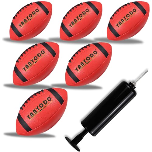 6 Pack Football Size 6/9 Official Sized Ball with Textured Grip for Youth High School&College Practice, Match and Scrimmage Play Indoors & Outdoors All Weather Use with Pump - color: Red, size: Size 9