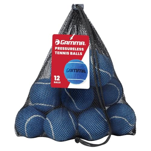Gamma Pressureless Tennis Balls for Tennis Practice and Lessons, Longer-Term Durability and More Bounce Than Standard Tennis Balls, Blue, Bag of 12