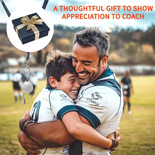 6 Pack Engraved Coach Whistle Set Stainless Steel Thank You Whistles with Lanyard Appreciation Gifts for Coaches Referees