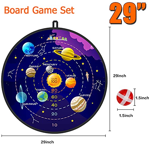 BooTaa 29" Large Dart Board for Kids, Kids Dart Board with Sticky Balls, Boys Toys, Indoor/Sport Outdoor Fun Party Play Game Toys, Birthday Gifts for 3 4 5 6 7 8 9 10 11 12 Year Old Boys Girls - style: 100 Scores +Outer Space