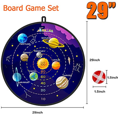 BooTaa 29" Large Dart Board for Kids, Kids Dart Board with Sticky Balls, Boys Toys, Indoor/Sport Outdoor Fun Party Play Game Toys, Birthday Gifts for 3 4 5 6 7 8 9 10 11 12 Year Old Boys Girls - style: 100 Scores +Outer Space