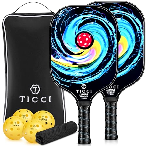 Pickleball Paddles Set of 2, USAPA Approved Fiberglass Pickleball Set with 4 Balls & Carry Bag, Lightweight Rackets for Beginners & Adults - color: Gorgeous Set