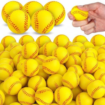 HyDren 100 Pack Mini Softball Stress Ball Foam Sports Balls Softball Party Favors Small Baseball Stress Ball for School Carnival Sport Party Decorations Birthday (4cm)