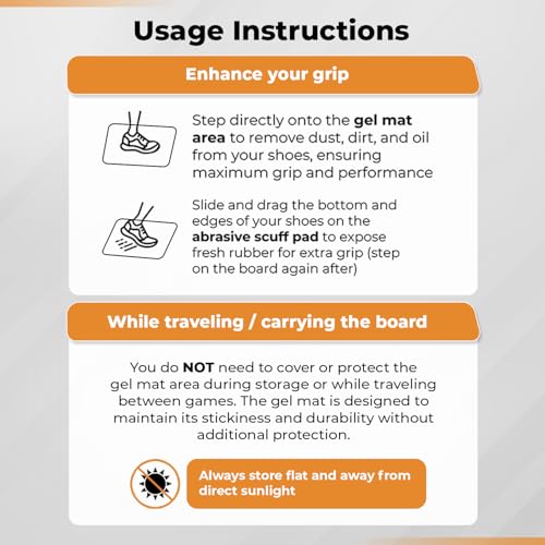 Tarli Ultimate Traction Board – Sticky Gel Mat with Full-Length Shoe Scraper | Renewable Gel Surface, No Replacement Sheets | Non-Slip Grip Pad for Basketball, Volleyball & Indoor Courts (Black)