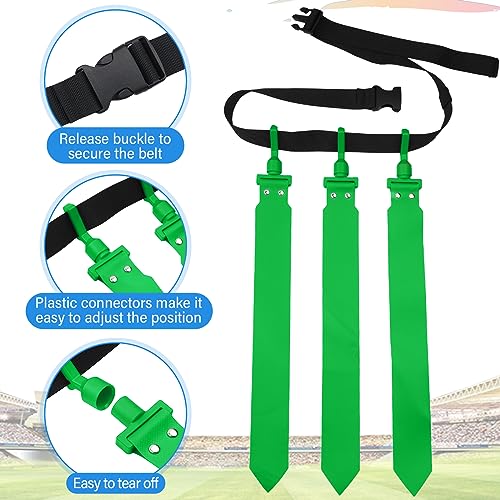 Hungdao 10/12 Players Flag Football Belts and Flags Adjustable Football Belts for Kids Teens Adults Team Training Sport Event - color: Yellow, Green