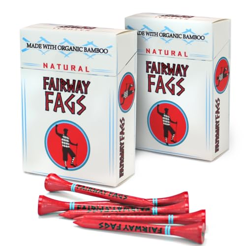 Bamboo Golf Tee Caddy - Funny Cigarette-Style Box, Durable 2 3/4" Biodegradable Wooden Golf Tees, Novelty Golf Gift for Men & Women, Wood Golf Tees 2 3/4 Inch - size: 2 Pack
