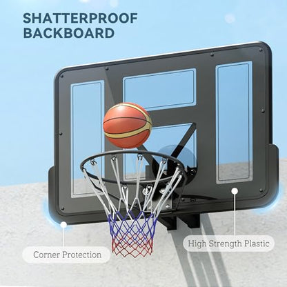 Soozier Wall Mounted Basketball Hoop, Reinforced Shatter Resistant 43" Backboard Basketball Goal Combo Kit with All Weather Net for Outdoor or Indoor Use