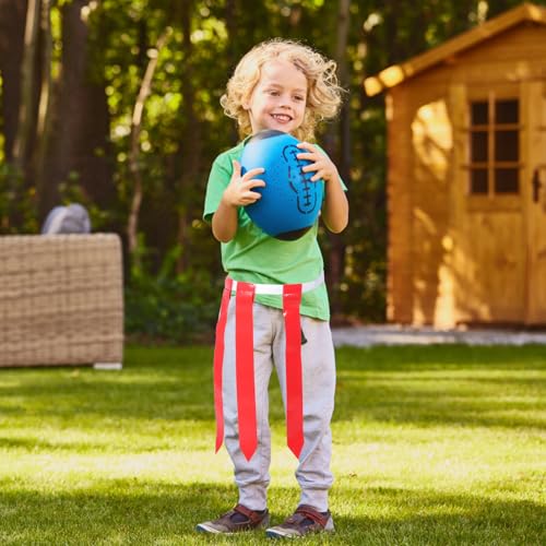Kisangel Adjustable Flag Football Waist Belt Set with 10 White Belts and 30 Red Yellow Rugby Waist Flags for Youth Outdoor Football Game Training Equipment