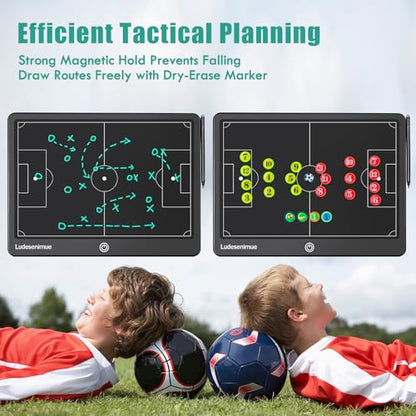 Magnetic Soccer Tactic Board with Movable Pieces - 16" LCD Electronic Coaching Board Witch Stylus Pen, Essential Soccer Training Equipment