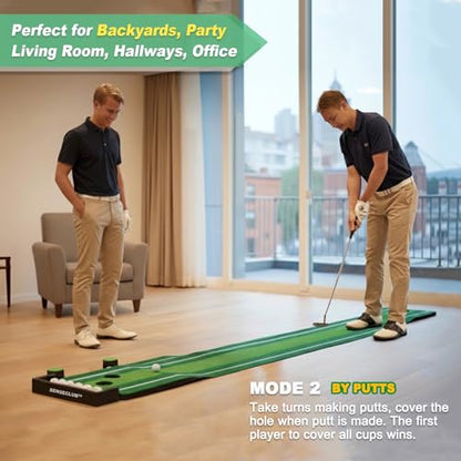 SENSECLUB Indoor Putting Green, Foldable Putting Mat Golf Game Set, Golf Gifts for Men with Ball-Collect System - style: Green Pro 12 caps (no putter)
