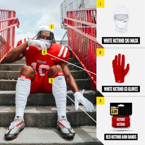 1 Pair Nxtrnd Bicep Bands, Sweat-Absorbent Arm Sweatbands, Football Accessory - color: Red