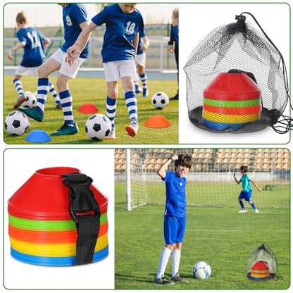 MAQUITA 100 Pcs Mini Soccer Cones for Agility Training, 5 Inch Sport Cones with Carry Bag - Football Practice Equipment