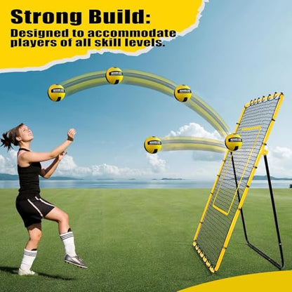 Volleyball Rebounder Net 7x4 ft -5 Angles Adjustable, Outdoor Portable or Home Training Equipment, Backyard Volleyball Trainer with Rebound Net, with Travel Bag