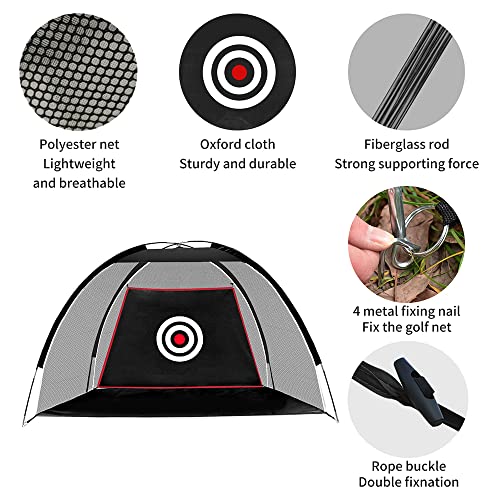 Black Golf Practice Set With Net, Hitting Mat, Target Cloth and Carrying Bag for Backyard Driving - style: Golf Net 6.6x4.4 FT