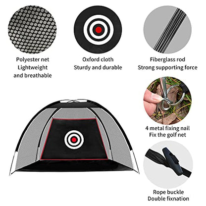 Black Golf Practice Set With Net, Hitting Mat, Target Cloth and Carrying Bag for Backyard Driving - style: Golf Net 6.6x4.4 FT