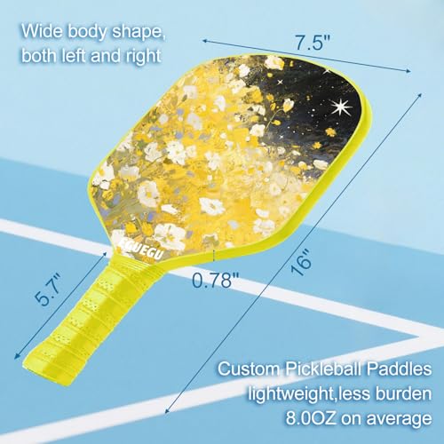 Custom Pickleball Paddles with Photo Text Logo, Personalized Pickleball Paddles with Comfort Grip, Personalized Gifts for Beginners, Lover, Boyfriend, Men (Only One Paddle) - color: yellow
