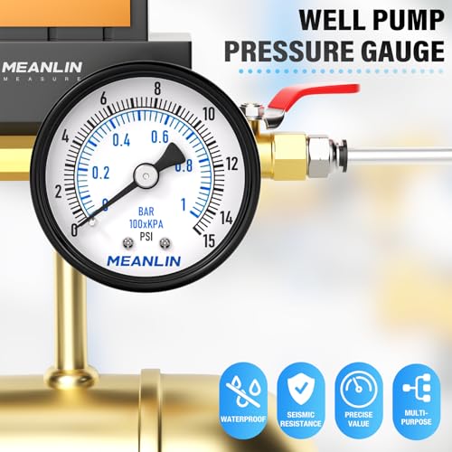 0-15Psi 2" DIAL FACE 1/8" NPT Well Pump Pressure Gauge, with 1/4" NPT and 3/8" NPT Hex Bushing, 3-2-3% Accuracy, Center Back Mount - size: 0-15Psi, style: 1/8"NPT Back Mount
