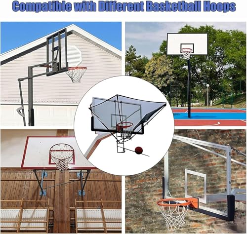 Hanging Basketball Return，Basketball Shot Returner,Inside Outside Hanging Basketball Hoop Return Attachment Lightweight Basketball Shooting Trainer Aid, Portable Basketball Rebounder Net Bal