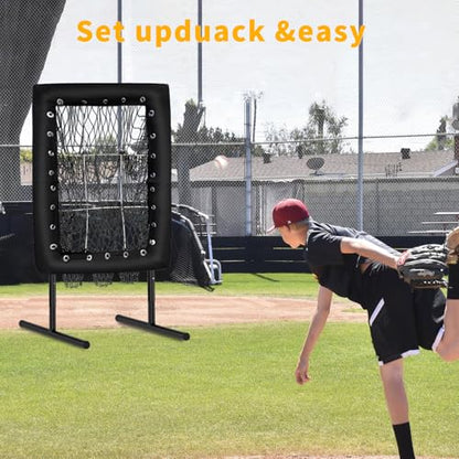 Upgraded 9 Hole Pitching Net, Baseball Pitching Target with Strike Zone Pockets, Height Adjustable Softball Baseball Training Equipment for Hitting and Pitching