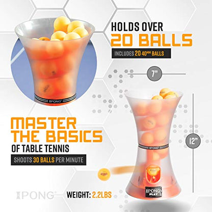 JOOLA iPong Play Table Tennis Trainer Robot with 20 ABS Training Balls, Orange