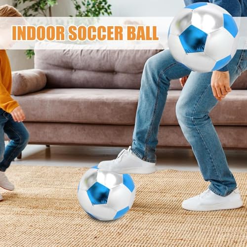 Inflatable Soft Football, Simulation Soccer Ball, 9.84 Inches Beach Toy with Leakproof, Elastic PVC Spheres, Indoor Play Toy with Bounce Design, Blow Up Football for Outdoor Use - color: Cloth Blue
