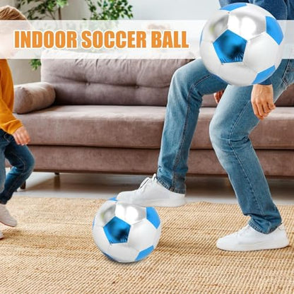 Inflatable Soft Football, Simulation Soccer Ball, 9.84 Inches Beach Toy with Leakproof, Elastic PVC Spheres, Indoor Play Toy with Bounce Design, Blow Up Football for Outdoor Use - color: Cloth Blue