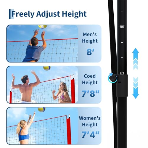 Volleyball Practice Net 8x11 Ft, 2 in 1 Volleyball Training Station for Hitting Spiking Serving, 3-Height Adjustable Portable Volley Nets w/Carry Bag, Sports Games for Beach Backyard Outdoor Indoor