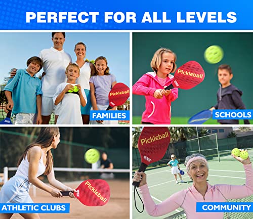 GSE Games & Sports Expert Pickleball Paddles Set with Lightweight Pickleball Rackets & Indoor/Outdoor Pickle-Balls & Mesh Carrying Bag for Family and Friends (2 Paddles/4 Balls or 4 Paddles/6 Balls) - style: 2 Paddles / 4 Balls