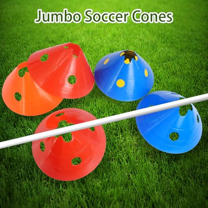 21 Pcs Jumbo Disc Cones with Mesh Bag, Large Soccer Cones Agility Training Sports Equipment for Football Basketball Ice Rink