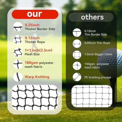 15x30ft Golf Net(4 Buttons, 10 Straps and 1 Rope), 10x10ft Soccer Net(Installation Rope Included), 7x7ft Golf Side Net(2 Park) - size: Shank7x7ft