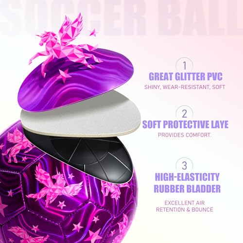 Size 4 Soccer Ball for Kids with Pump, Pink Soccer Ball for Girls, Indoor Outdoor Sports Toy for Birthdays, Holidays and Practice