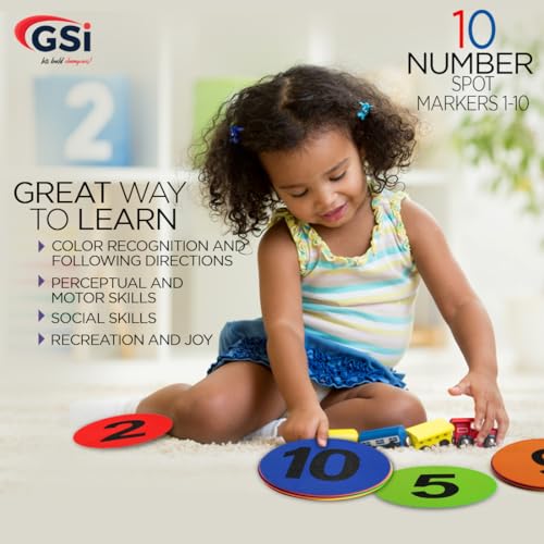 GSi Spot Markers – Non-Slip Non-Toxic Poly Spots – Floor Markers for PE, Sports & Classroom Activities - size: 6.⁠ ⁠Number