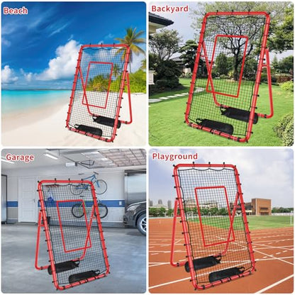 TomCare 7x4FT Volleyball Rebounder Net Bounce Back Training Equipment with 5 Adjustable Angles Volleyball Practice Net for Bumping & Spiking Portable & Steady Indoor Outdoor Rebound with Sandbags