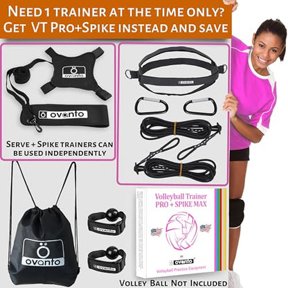 OVANTO Volleyball Training Equipment Aid – Solo Volleyball Equipment in 4 Styles to Serve, Spike, Set and Pass Like a Pro - Adjustable Volleyball Practice Equipment Gift for Beginners & Experts