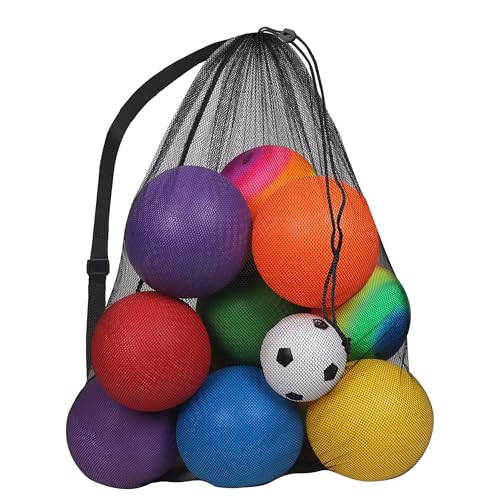 GSE Games & Sports Expert 24x36/30x40 X-Large Mesh Sports Equipment Drawstring Bag for Soccers, Basketballs, Footballs - color: Black, style: 30"x40" - 1-pack