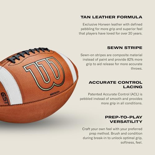 WILSON GST Leather Game Football - style: Pee Wee