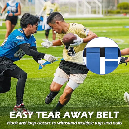 Flag Football Belts, 14 Player Adjustable Flag Football Sets for Sports Training Competition - color: Blue & Yellow, 14 Player, 28 Flags