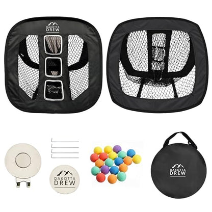 Golf Chipping Net with 20 Foam Balls, Hat Clip, Ball Marker & Carrying Bag for Indoor & Outdoor Practice, Portable Golf Practice Net for Backyard Golf Training