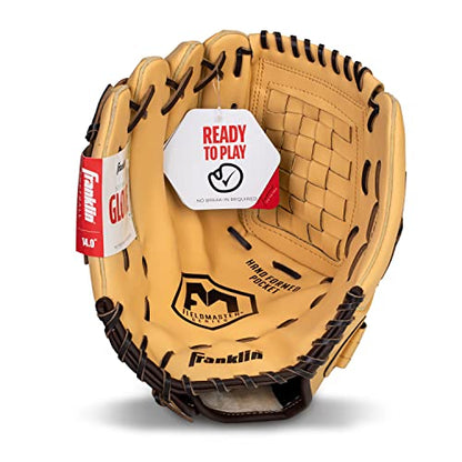 Franklin Sports Field Master Baseball + Softball Glove - Field Master Adult + Youth Baseball + Softball Mitt - Men's + Women's Gloves - Right Hand Throw - color: Camel, style: 14" - Basket Web