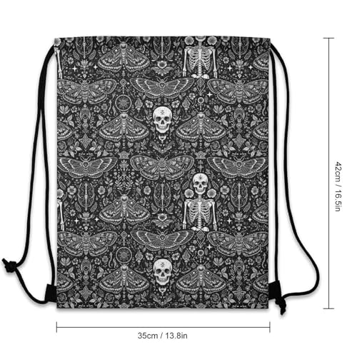 Theft Proof Drawstring Backpack Cinch Sack Water Resistant for Travel Camping Sports Equipment Men Women, Goth Skull Head Board Witch Black Art Bags - color: Picture (760)
