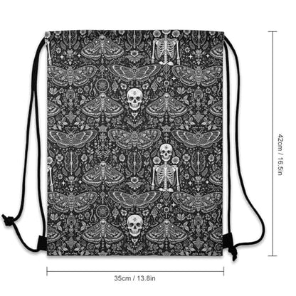 Theft Proof Drawstring Backpack Cinch Sack Water Resistant for Travel Camping Sports Equipment Men Women, Goth Skull Head Board Witch Black Art Bags - color: Picture (760)