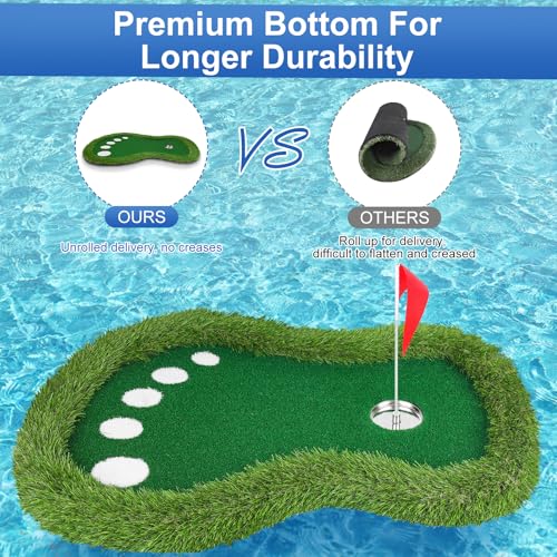 Floating Golf Green for Pool, Floating Chipping Green Mat with Ball Retriever for Pool/Lake, No Drifting Floating Golf Putting Turf Game Set for Golfers - style: Classic