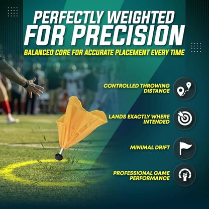 TEYS Professional Weighted Referee Flags - Yellow Lacrosse Flags & Football Penalty Flags with Black Tip | Heavy-Duty Professional - Long Lasting Officiating Gear - TEYS Ref Flag